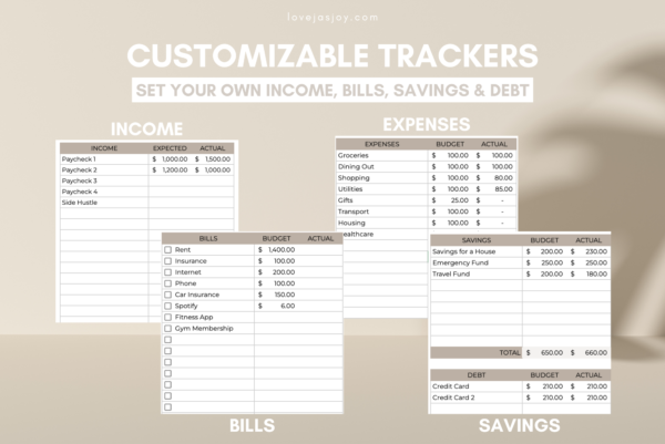 Annual Budget Spreadsheet Trackers